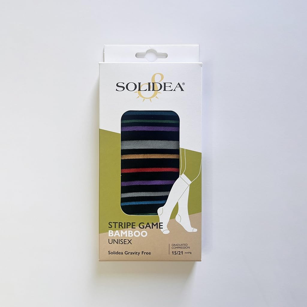 SOLIDEA Gambaletti STRIPE GAME ANDROMEDA, Colore NERO, Calze a compressione graduata 15/21 mmHg Art. 0634A0