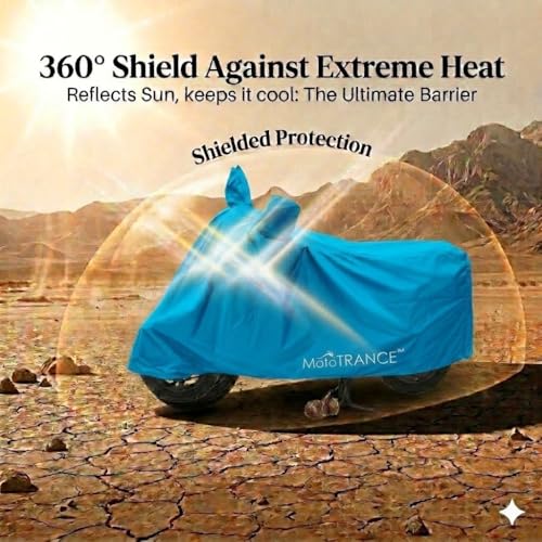 Image of Mototrance All Weather Protection Two Wheeler Cover for All Bikes /Royal Enfiled /Upto Pulsar 160CC to 350CC | Anti Dust, Water Resistant, Heat Resistant, UV Proof with Mirror Pocket | Solid Aqua
