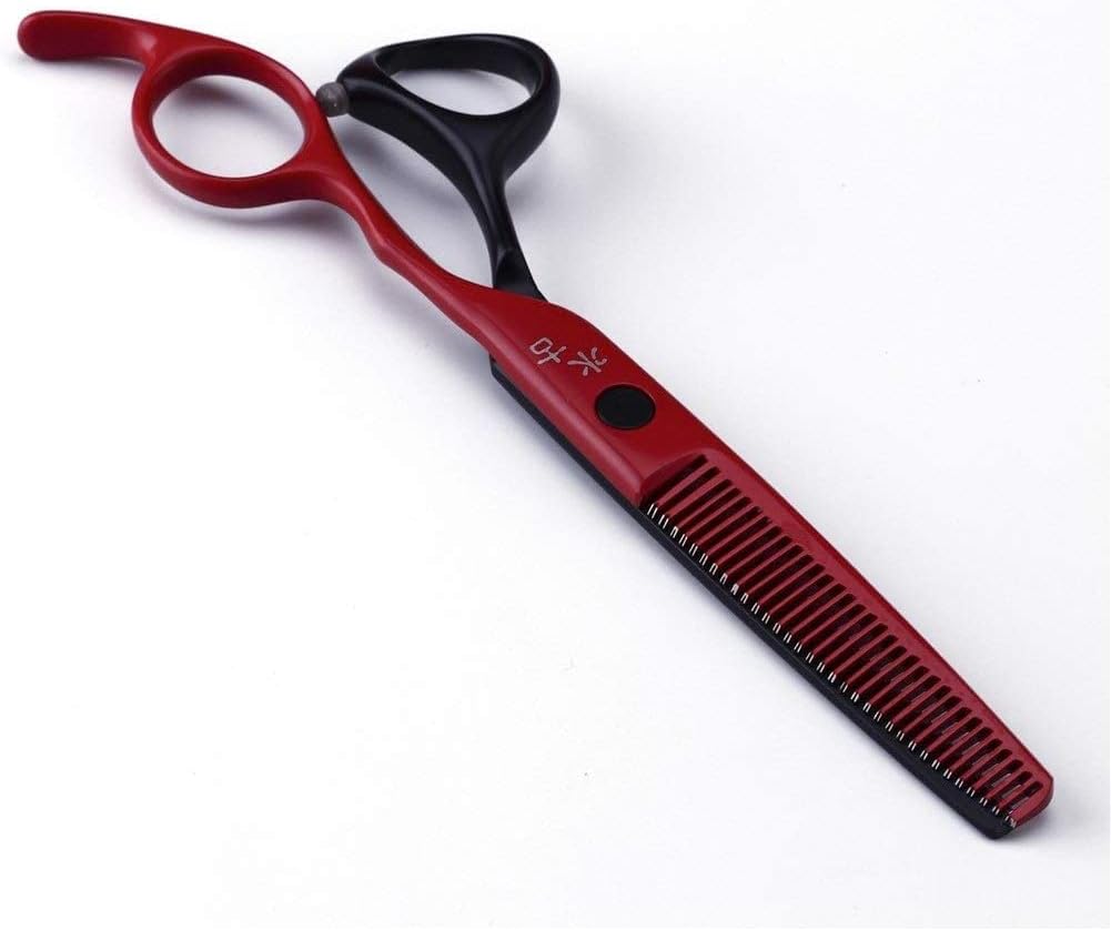 Hairdressing Barber Haircut Tool Kit Sharp Stainless Steel for Barber Shop,Salon and Home Use 6.0 Inches Black-Red