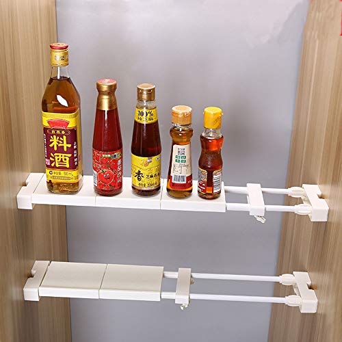 HOMIXES Extensible Réglable Garde-Robe Étagère De Rangement Rack Compartiment Séparateur de Garde-Robe Réglable DIY Organisateur Tige sans Forage pour Armoire Placard Cuisine Cover