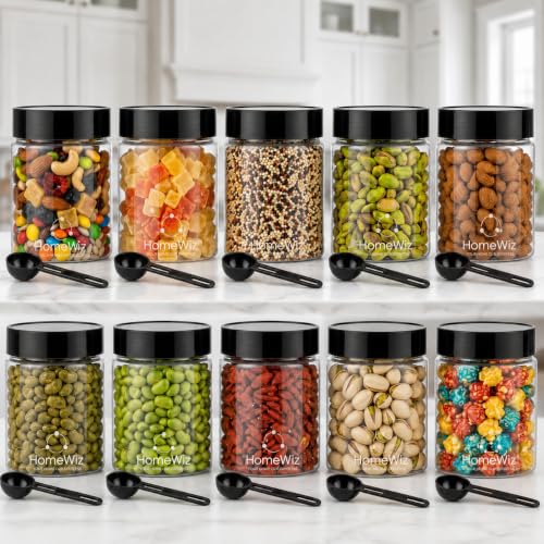 HomeWiz Airtight Kitchen Storage Box 250ml Pack of 10 | Food Grade BPA-Free Kitchen Jars | Storage & Containers Set | Masala Container Set | Unbreakable Plastic Container Set | for Spices & Pulses