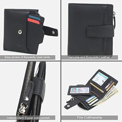 Genuine Leather Wallet for Women - Removable ID Case - Zipper Coin Pocket - RFID4