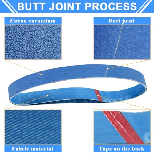 FEIHU 20 Stück Zirkonkorund Schleifbänder 30x533 mm.Schleifband für Bandschleifer,Powerfeile,Schleifpapier（Körnung 80 ）