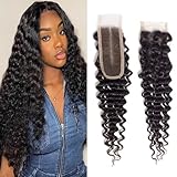 Deep Wave Closure 2x6 Human Hair Swiss Lace-Closure Deep Wave Brazilian Remy Human Hair Wavy 2 By 6 Closure With Baby Hair 14 Inch