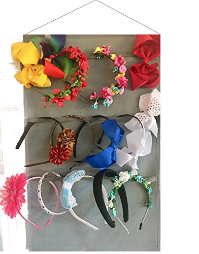 Ikiriska Headband Holder, Hair Band Hair Clip Organizer for Wall/Door Black and Beige (Gray)