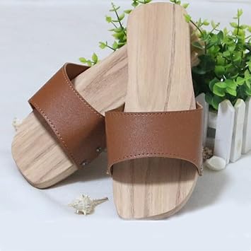 Wooden Clogs, Burnt Paulownia Wood Japanese Pattern Thong Strap, Wooden Geta Clog Sandals, Beach Sandals, Women's, Japanese Flip Flops, Women's Platform Shoes, Anti-Slip Floral Mule Slippers, Wooden
