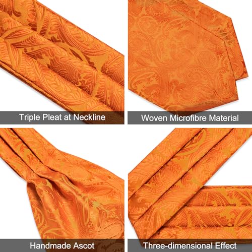 Image of DiBanGu Silk Woven Ascot Cravat with Pocket Square Set for Men | Paisley Ascot,Wrinkle-Resistant,Silky Smooth,Easy to Match,Cufflinks,Tie Ring,Wedding,Ceremonies,Party Occasions,Banquet