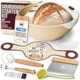 Superbaking Banneton Bread Proofing Basket Set with Silicone Dough Sling, 9