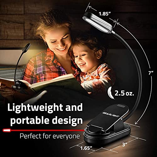 Gearlight Rechargeable Book Light For Reading In Bed - Stocking Stuffers 2 Pack Adjustable Led Clip-On Reading Light For Books In Bed - Reading Lamp Book Accessories For Adults & Kids #TOP3