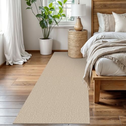 EARTHALL Washable Runner Rug 3x8 Ft Non Slip Runners for Hallways Wide Cotton Rubber Backed Kitchen Runner Braided Indoor Floor Carpet for Entryway, Hallway, Kitchen, Bedroom, Send/Beige by EARTHALL - Used condition - Image 6
