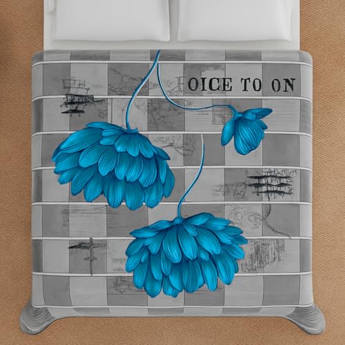 Image of Signature All Season Double Bed Blanket | Super Soft Plush, Lightweight & Cozy | 220 x 240 cm | 2.5 kg | Multi-Color Vibrant Print | Ideal for Winter, AC Use & Gifting (Azure Grace Modern)