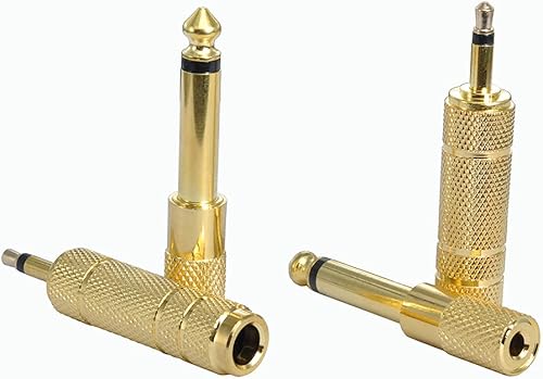 Adaptador estéreo de alta fidelidad de 0.250 in 14 a 0.138 in 18 pulgadas de un solo canal de sonido todo metal chapado en oro adaptador de audio