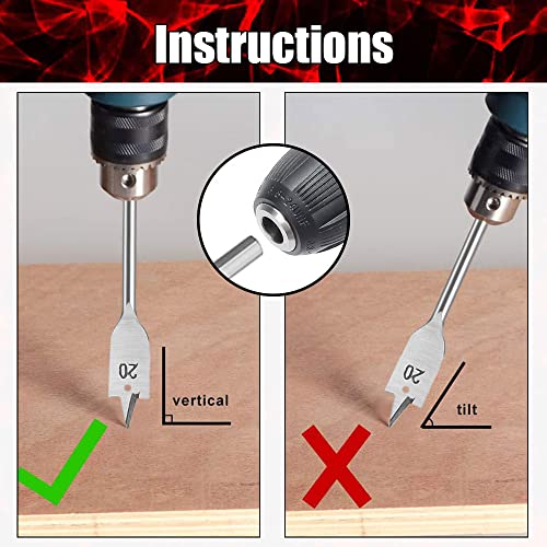 Miniatura 5 de 6pcs Brocas Madera 10mm 12mm 16mm 18mm 20mm 25mm Brocas De Pala Para Acero Al Carbono Puntas Planas De Paleta Para Trabajar La Madera