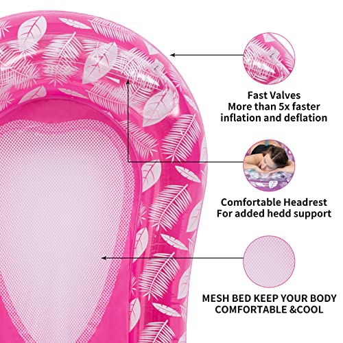 Miniatura 5 de Yihelu Hamaca Flotante Piscina Hamaca De Agua Colchoneta Piscina Adultos Inflable Colchoneta Piscina Tumbona Hinchable Tumbona Inflable Flotador Con Eposacabezas Y Red