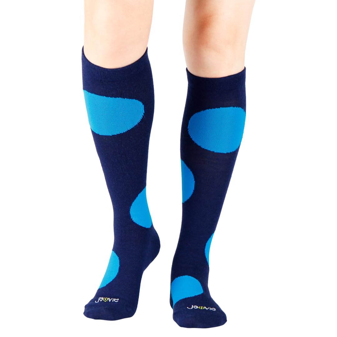 ja vie JAVIE Merino Wool Jumbo Dots Compression Socks with Seamless Toe, Knee High Stockings for Women & Men (15-20mmHg)