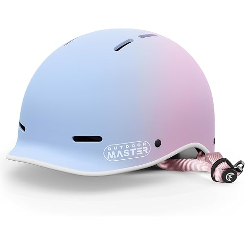 OutdoorMaster Adult Bike Helmet, Adjustable Safety Certified Cycling Helmet | Adjustable fit, 10 vents, visor, and certified protection for biking, commuting, skating, skateboarding.