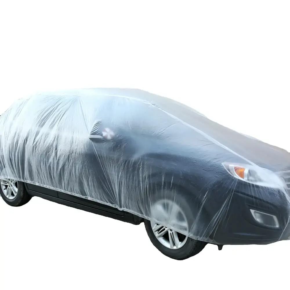 Waterproof Disposable PE Plastic Car Cover – Transparent All-Weather, Dust, and Paint Protection Perfect for Big And Small And Sedans