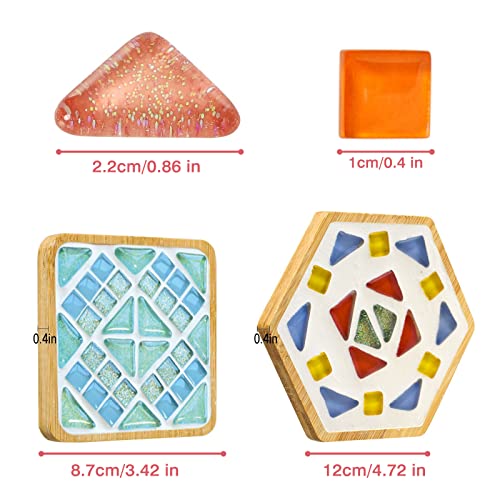 2 Sets Of Diy Coaster With Glass Mosaic Tiles, Mixed Color Mosaic Kit With Bamboo Coaster Crafts For Adults Mosaic, Crafts Materials Package, Mosaic Supplies For Coaster Handmade Home Decoration Gift #TOP1
