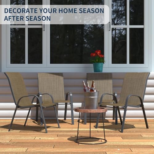 Image of Amopatio Patio Chairs Set of 4, Outdoor Stackable Dining Chairs for All Weather, Breathable Garden Outdoor Furniture for Backyard Deck(Dark Brown)