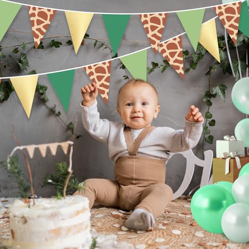 Image of Tiamon 5 Pcs Safari Birthday Pennant Banner Party Decorations 49.2 Ft