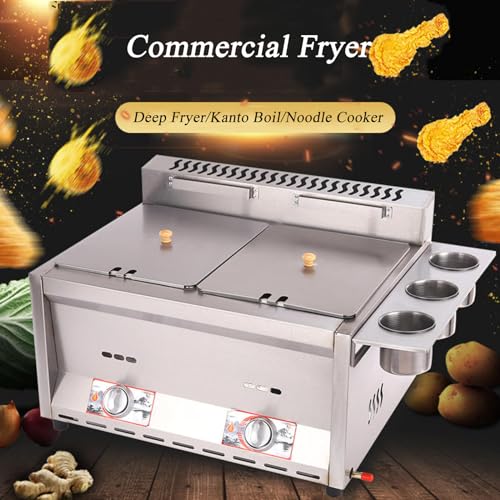 LPG Gas-Fritteuse – Kommerzielle 2 x 8 l Doppeltank-Edelstahl-Fritteuse mit Korb und Deckel für Pommes Frites – ideal für Zuhause, Küche und Restaurant – Bild 3