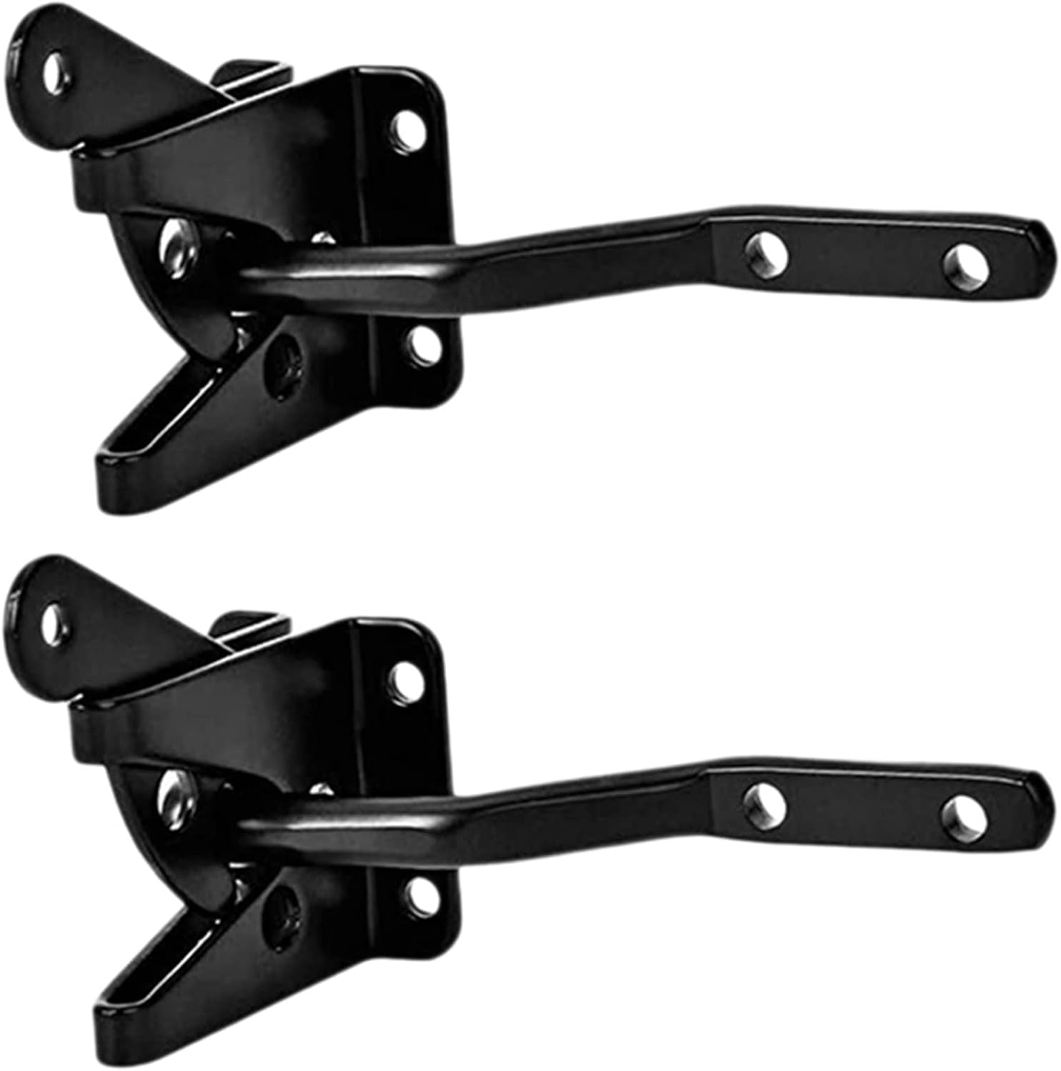 Slide Latch,Gate Bolt Lock,Bolt Sliding Door Lock, 2Pcs Self Locking Gate Latch Automatic Lever Fence Gate Lock for Wood Fence Gate Door Latches Steel Black
