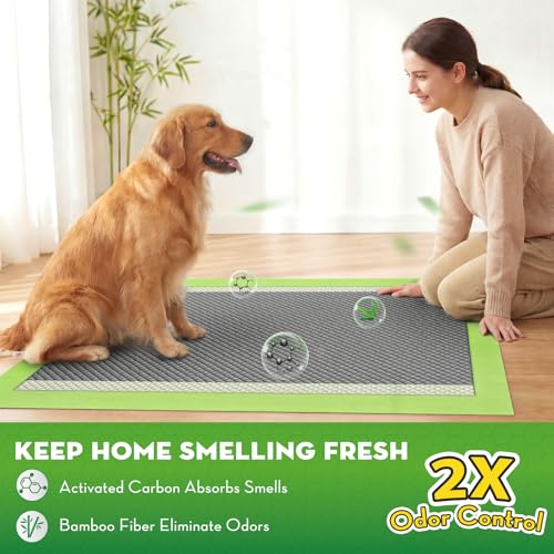 Image of CROCI Dog Pads Extra Large, 28 inchx34 inch Pee Pads for Dogs, 2X Odor-Control with Charcoal & Bamboo Material, 4-Corner Adhesive Tabs, Super Absorbent & Leak-Proof (50 Counts)