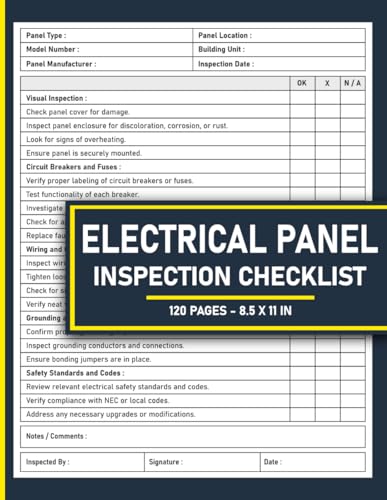 Electrical Panel Inspection Checklist: Safety and Maintenance Inspection Log Book