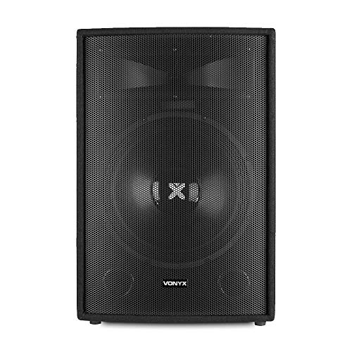 VONYX SL15 15 Passive PA DJ Speaker, 800W Max Power, 400W RMS, Bass Reflex, Stage Monitor Option, Robust Carpet Finish, 8 Ohm, Speaker Pole Mount, DJ Gear, PA Systems