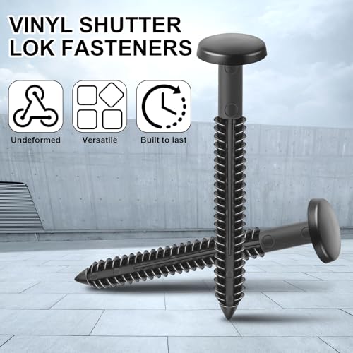 Image of Blulu 18 Pcs 3 Inch Vinyl Shutter Fastener Window Panel Peg Lok Pin Pegs Screws Shutter Spikes Anchor (Tuxedo Gray)