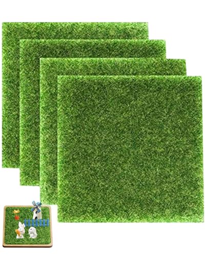 IPNSDON 4 piezas césped artificial jardín en miniatura, decoración jardín en miniatura, musgo artificial en miniatura, césped artificial musgo en miniatura, musgo artificial decoración exterior