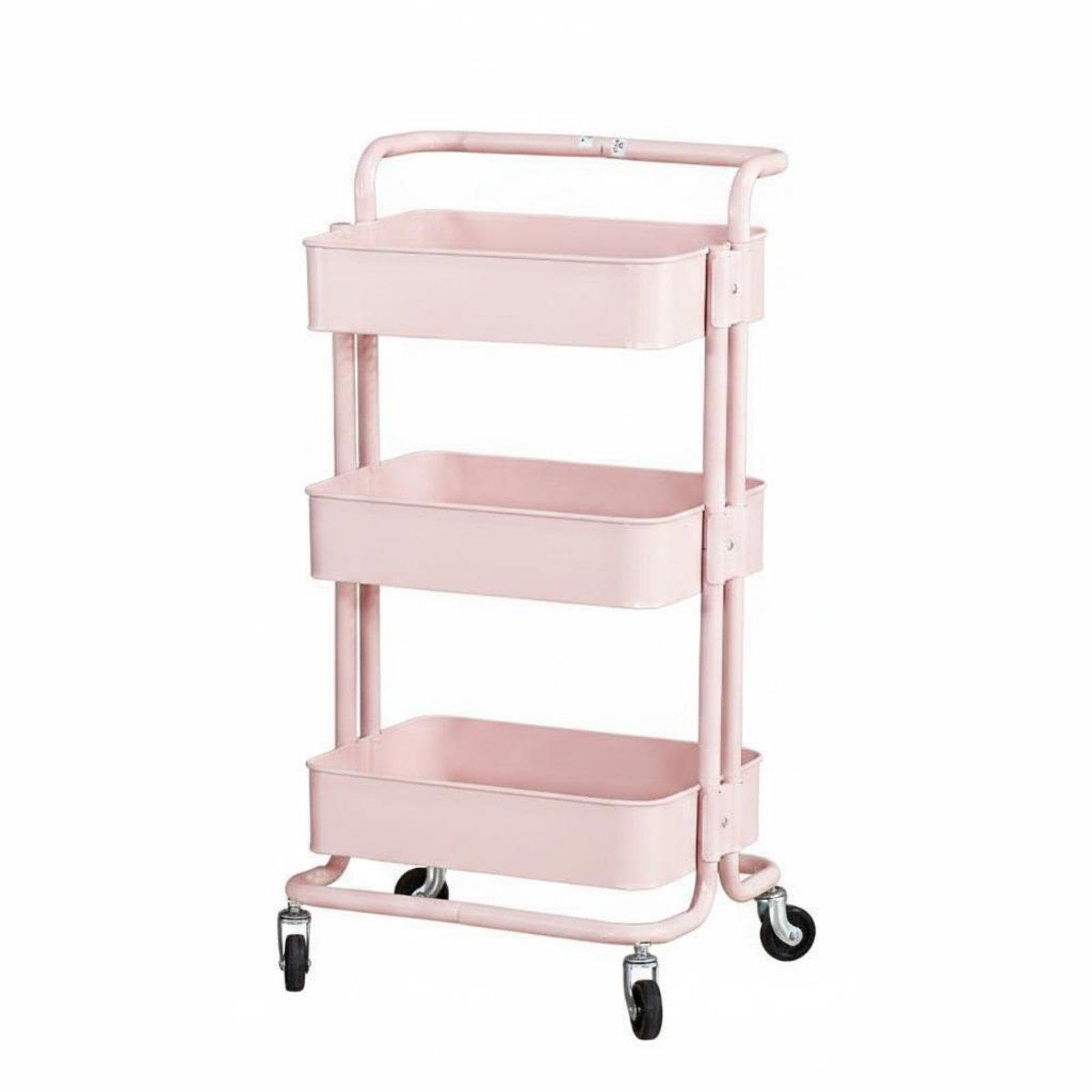 CALANDIS Hairdressing Tool Cart Movable Rolling Utility Trolley Multi-Functional 3 Tier Rolling Cart for Hair Stylists, Beauticians, Beauty Salon, Spa, Kitchen Pink-image-6