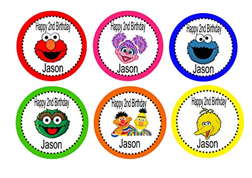 Set of 24 -Personalized Sesame Character Stickers, Sesame Labels, Sesame Party Favors, Sesame Birthday Party, Sesame Party, DIY
