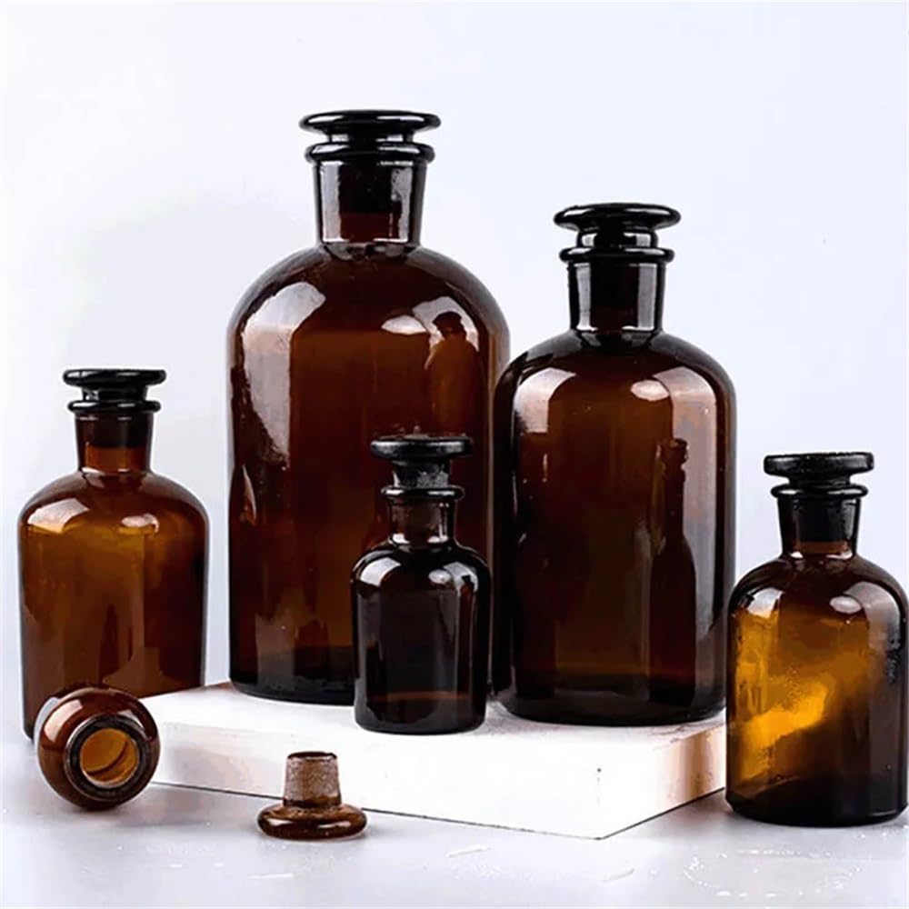 Equipos y suministros de laboratorio Frasco reactivo de laboratorio marrón vidrio alto sin plomo con tapón esmerilado