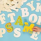 Größe: 110mm Baker Ross Große Buchstaben aus Holz zum Basteln und Bemalen für Kinder - ideal für Schriftzüge und als Dekoration - 52 Stück