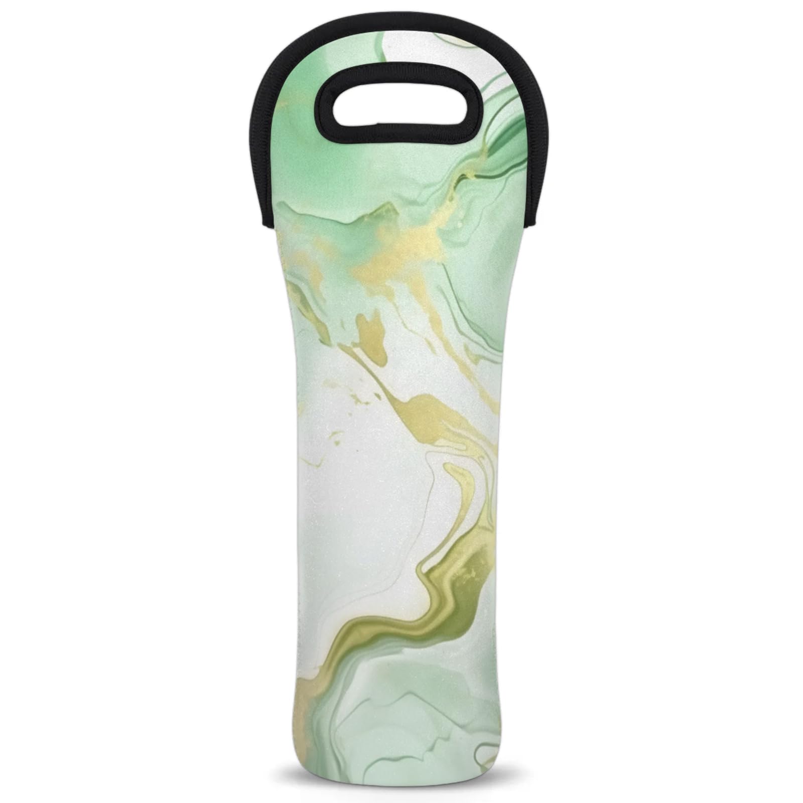 Neoprene Wine Tote Carrier Bag for Wine,Water, Champagne, Beer, Baby Bottles 15.6 x 5.1 Inches, Protective Wine Bag,Abstract Green