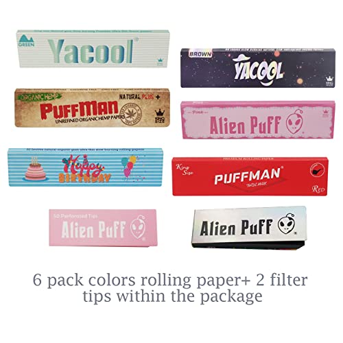 Yacool Rolling Paper, 8 Pack 110Mm Classic Rolling Papers Set, 6 Colors Rolling Paper And 2 Filter Tip, Ultra-Thin And Slow Burning Rolling Paper #TOP1