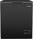 FRIGIDAIRE EFRF5003-BLACK Chest Deep Freezer-Garage-Ready, 5.0 Cu. Ft. Capacity, Black-Adjustable Thermostat-Removable Vinyl Coated Wire Basket-Easy Defrost Drain