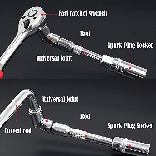 3/8" Drive Spark Plug Socket 14Mm 6 Point Rubber Retaining Inserts Cr-V Chrome Steel Hand Tool #TOP7