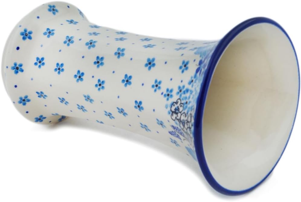 Polmedia Polish Pottery Vase UNIKAT - Morning Glory Pattern Handmade in Boleslawiec Poland by Ceramika Artystyczna + Certificate of Authenticity