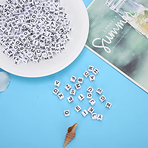 Contas de letras quadradas, material faça você mesmo de alta qualidade, 500 unidades de contas de ac