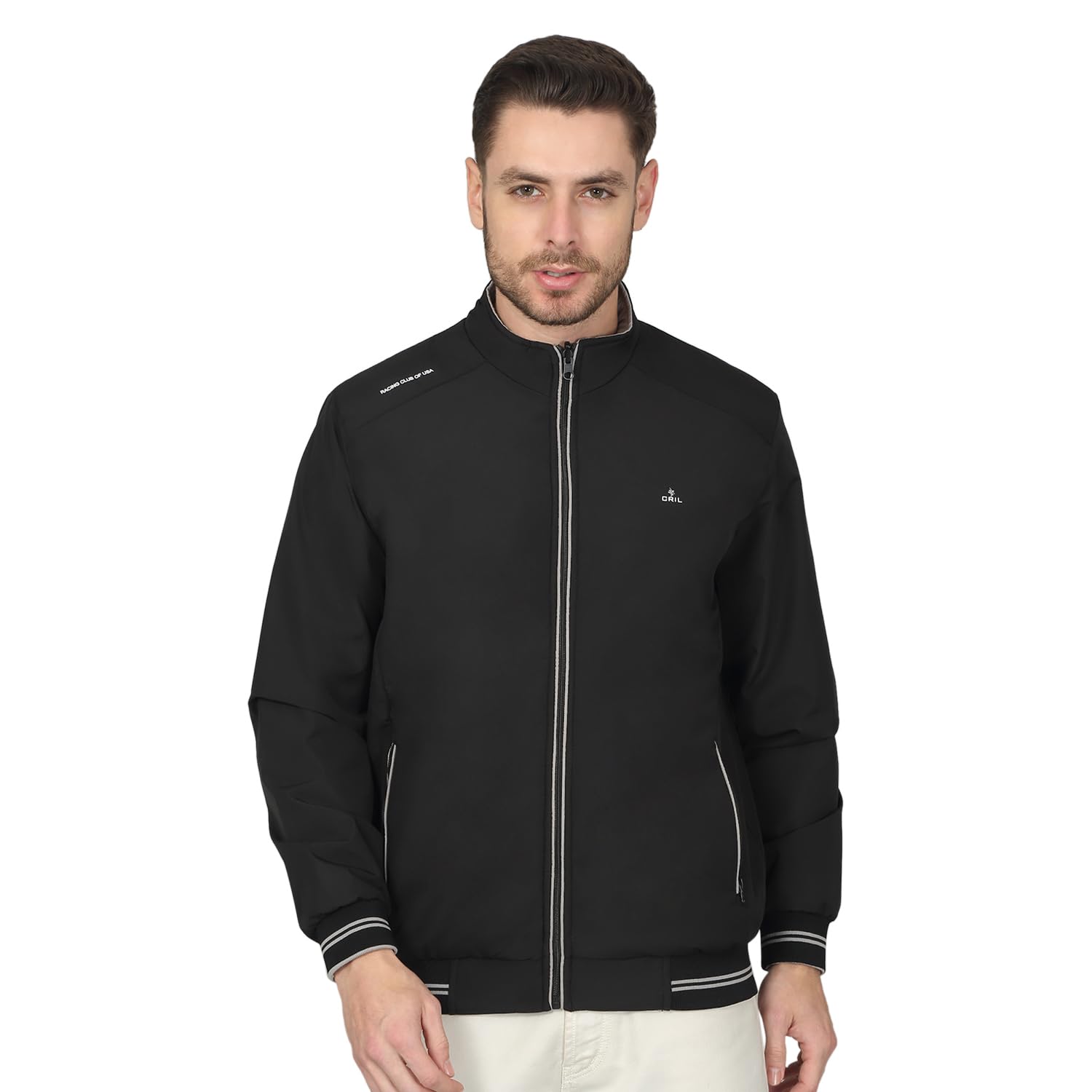 Solid Black Full Sleeves Mock Neck Regular Fit Men's Casual Reversible Jacket | Casual Winter Jackets for Men | Mens Jackets for Winter Wear (P_MJKT00279)-image-43