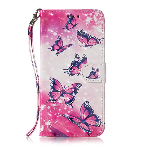 A80 A80 Phone Cover 3D PU Leather Wallet Case, Shukuakn Folio Stand Flip Cases with Cute Stickers Card Holders Anti Slip Snug Fit Protective Holster for Samsung Galaxy A80 Purple Butterfly