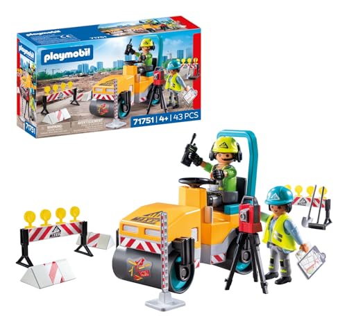 PLAYMOBIL | Action Heroes | Obra de Carretera | Juguetes de construcción para niños | Set de construcción | para niños a Partir de 4 años | 71751