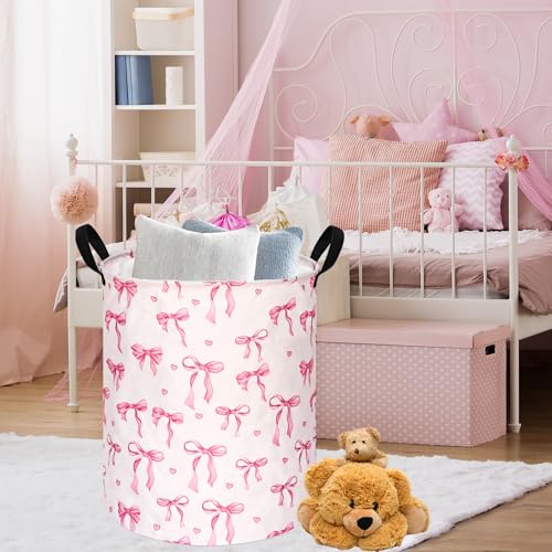 Image of Round Laundry Basket Storage Bins Nursery Hamper Gift Baskets for Home,Office,Home Decor