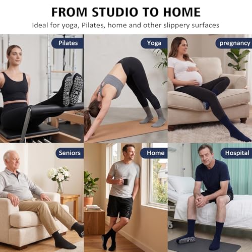 Image of Artfasion Non Slip Socks Men: Grip Anti Slip Socks for Seniors Hospital Yoga Pilates