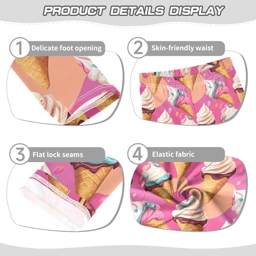 ALAZA Girls' Leggings Children's Yoga Pants Skinny Printed Dance Ice Cream Pinks Comfortable 4T2