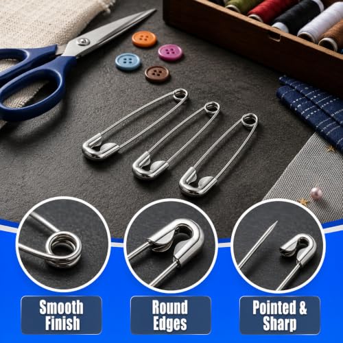 Image of Safety Pin | Stainless Steel Rust-Resistant Safety Pins for Saree, Dupatta, Sewing, Tailoring, Quilting, Craft, Baby Clothes & Daily Household Use (Silver, 01)