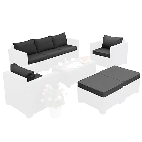 12 Piece Patio Cushion Set for 6 Pieces Wicker Rattan