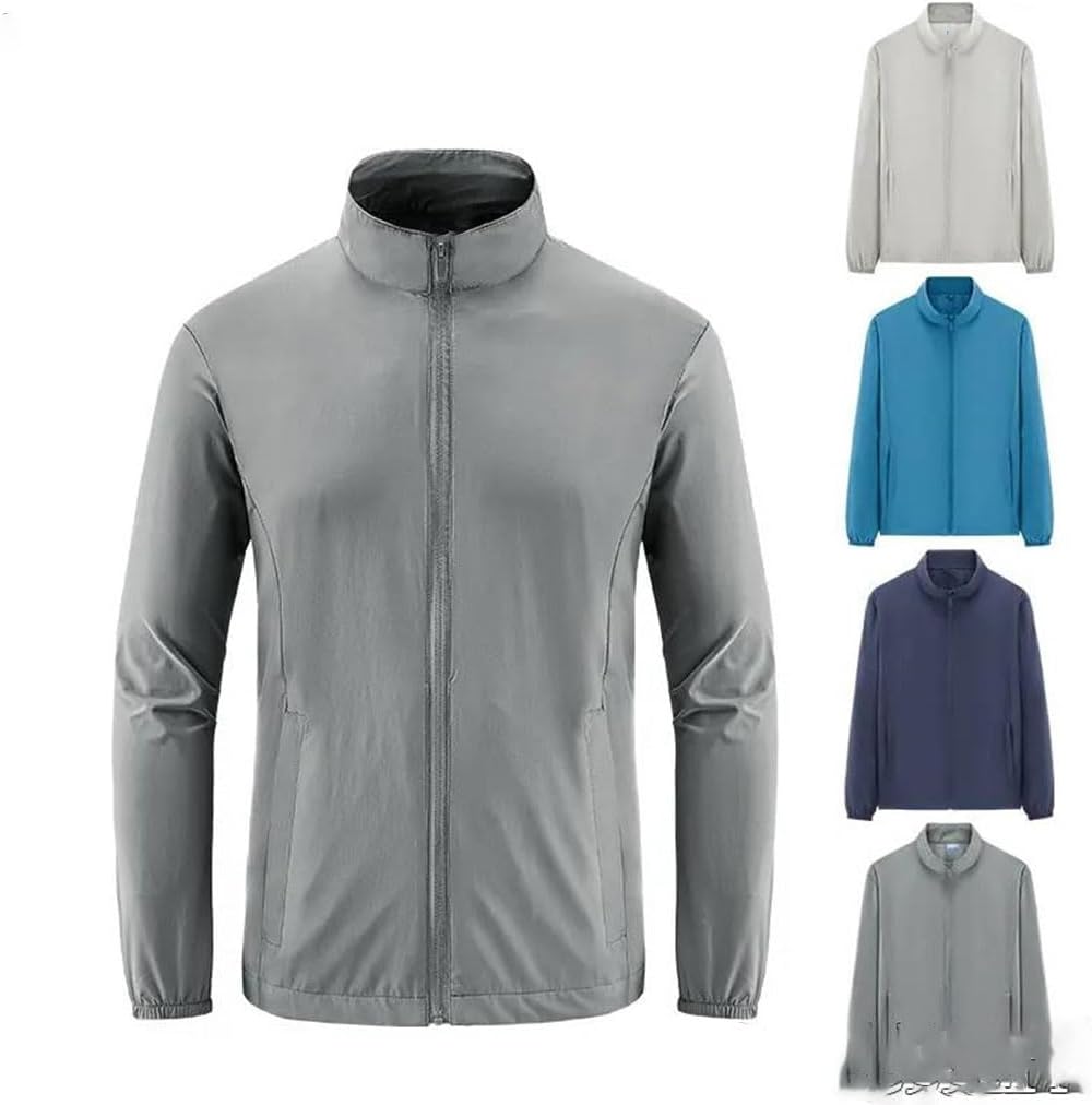 Male Jacket Running Sports Solid Color Men's Spring Fall Thin And Soft Stretch Standing Collar Jacket